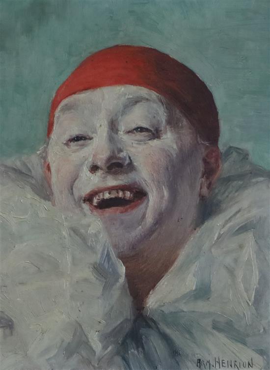 § Armand Henrion (1875-1958) Clown laughing 7 x 5.5in.
